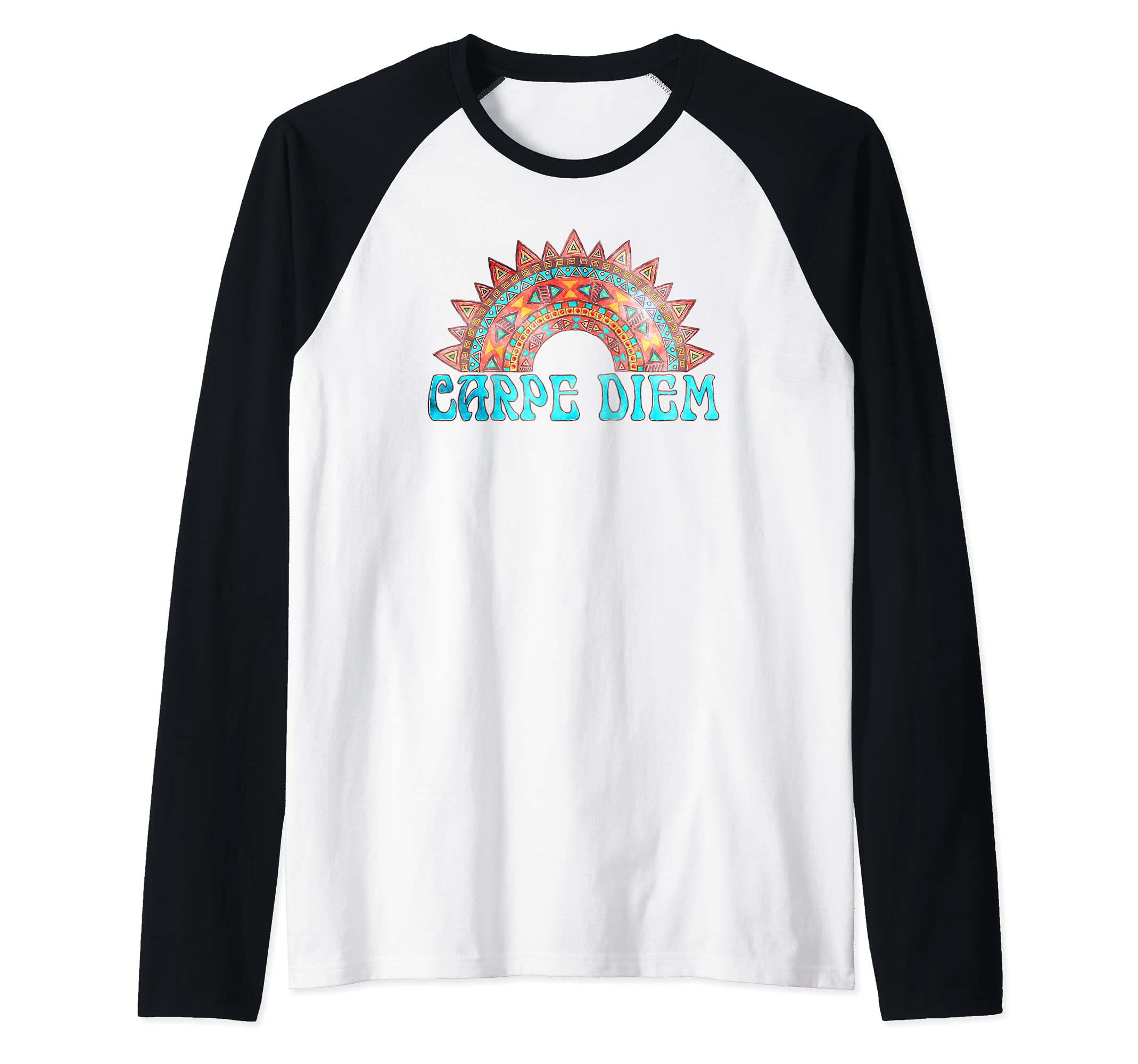CARPE DIEM Latin - Indigenous Mandala 1 - Fan Fun Raglan Baseball Tee