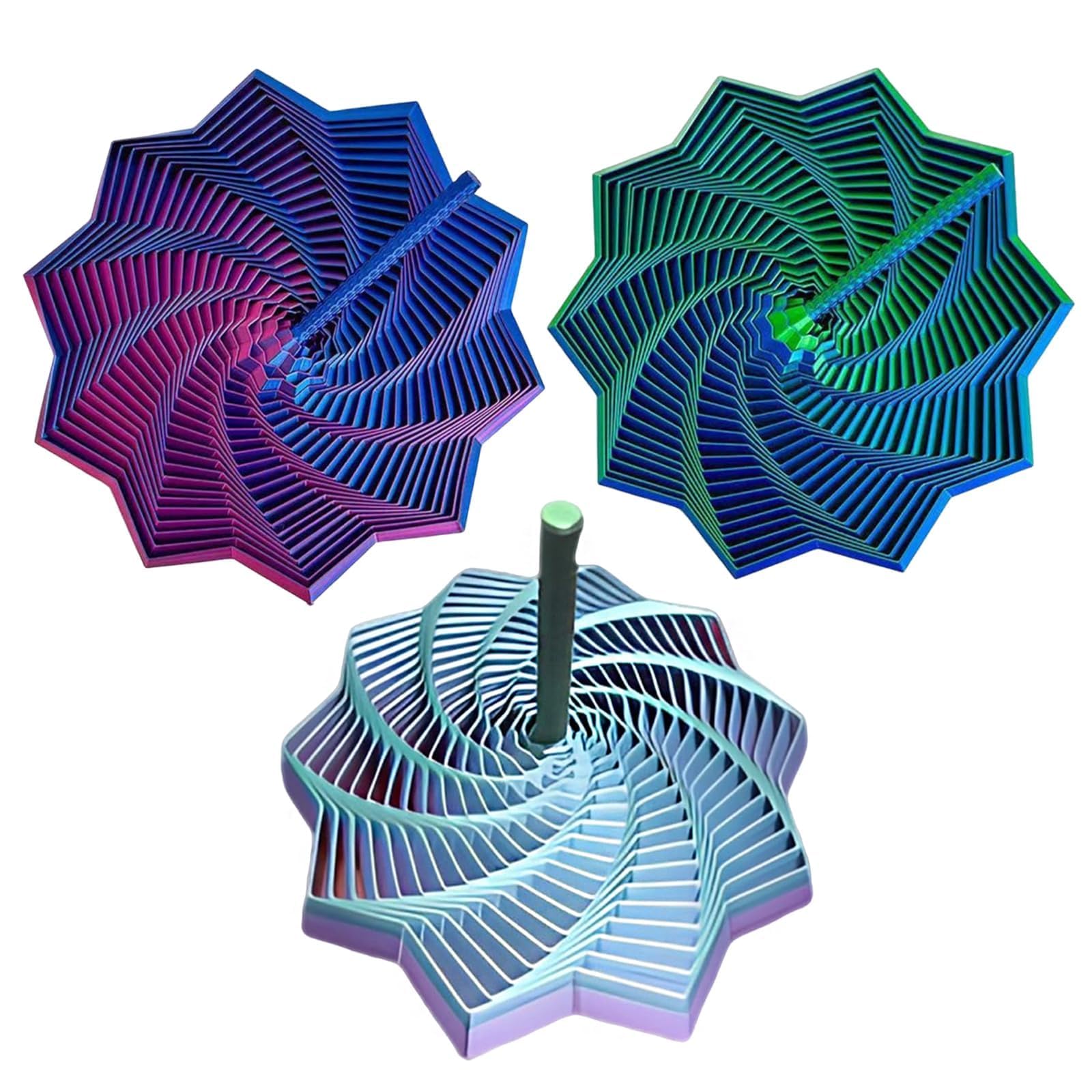 3 PCS Fidget Toys, 3D Printed Fidget Star with Handle, Hexagonal Decompression Sensory Rotating for Office Desks Relieving Stress Irritability and Relaxation