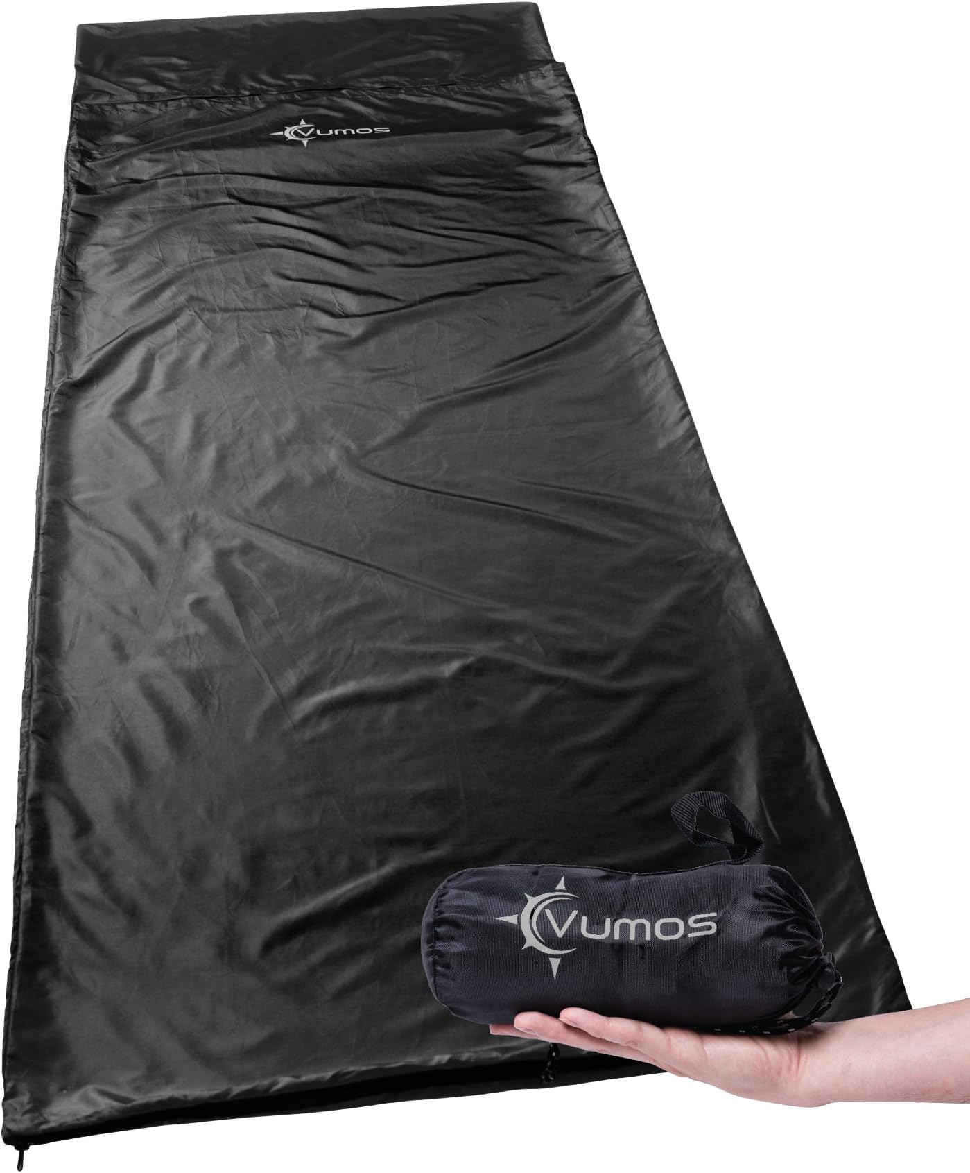 Vumos Sleeping Bag Liner and Camping Sheet – Silk Like Material for Travel - Has Full Length Zipper
