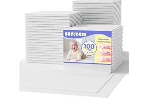 BUYOCKSS Disposable Changing Pad Liners 100 Count - 13x18 Inches Ultra Soft Super Absorbent Waterproof Baby Diaper Changing Pads White - Leak Proof Baby Changing Mat Liners for Home & Travel