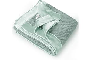 Lulu moon Baby Waffle Blanket: Cotton Toddler Bed Blanket - Crib Quilt Waffle Blankets with Satin Trim for Boys and Girls 40"x36"(Sage)