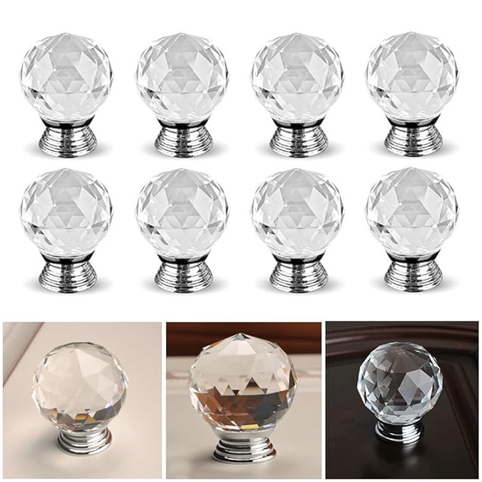 12 Pack Crystal Knobs For Dresser Drawers Cabinet Knob Diamond