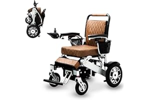 Alton Best Rated Exclusive Dual Motors Deluxe Electric Wheelchair for Adults. Heavy Duty Lightweight Foldable Dual Battery Tr
