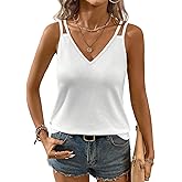 JUSTFASHIONNOW Womens Cute Tank Tops Double Spaghetti Strap V Neck Loose Casual 2026 Summer Beach Sleeveless Basic Shirts