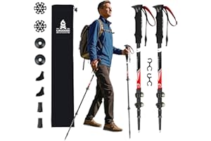 Lightweight Collapsible Trekking Poles for Hiking – 2 Pack Adjustable Hiking Poles, Aluminum Walking Sticks for Skiing, Nordi
