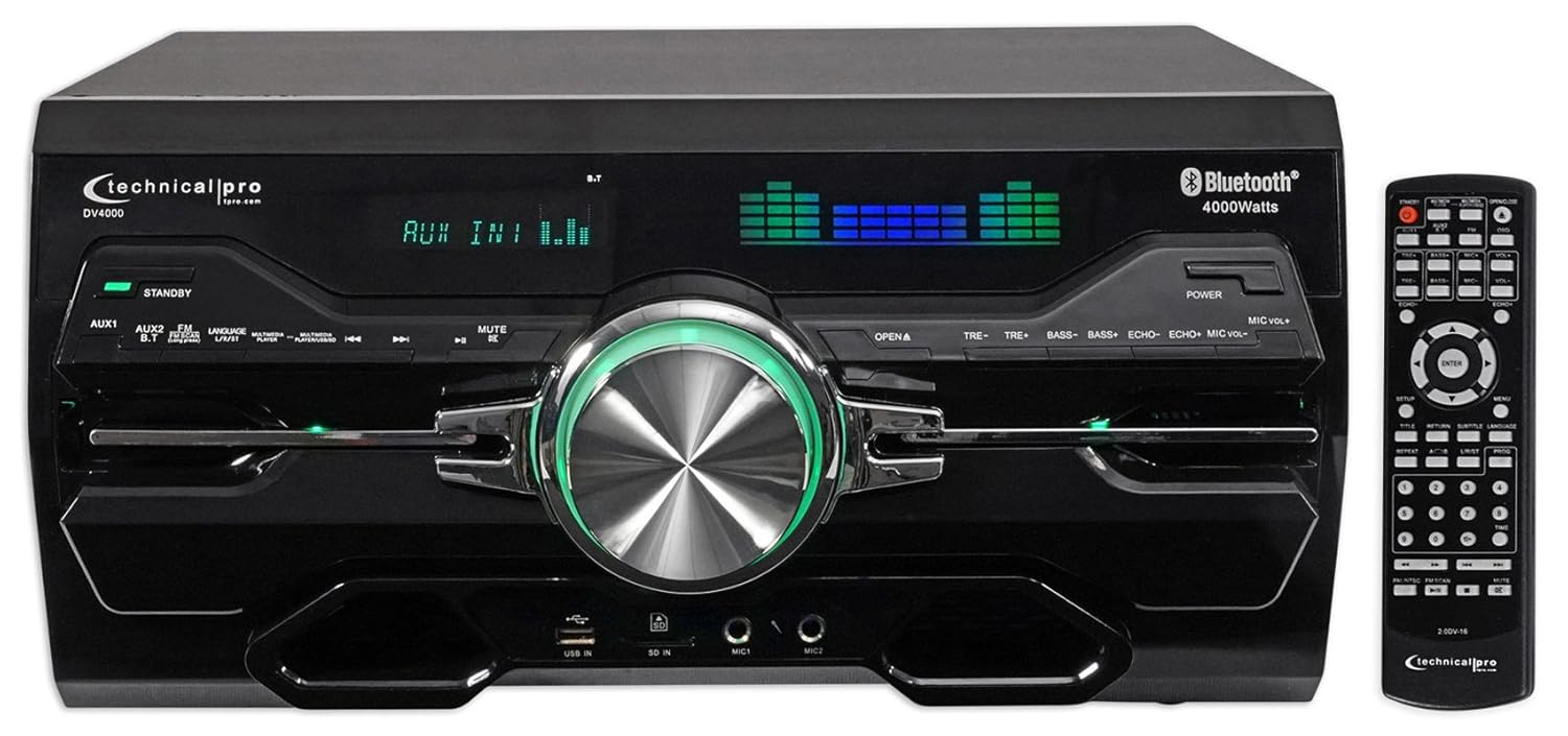 Technical Pro Professional 4000w Receiver/Amplifier/DVD Player Bluetooth/USB/FM