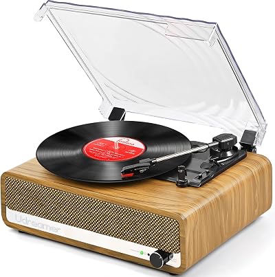 Udreamer Record Player with Speaker Bluetooth Turntable 3 Speed Belt-Driven