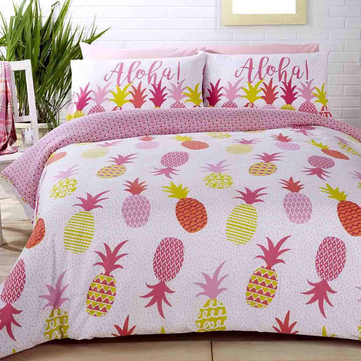 Rapport Home Pineapples Duvet Set, Polyester-Cotton, Multi-Colour, King
