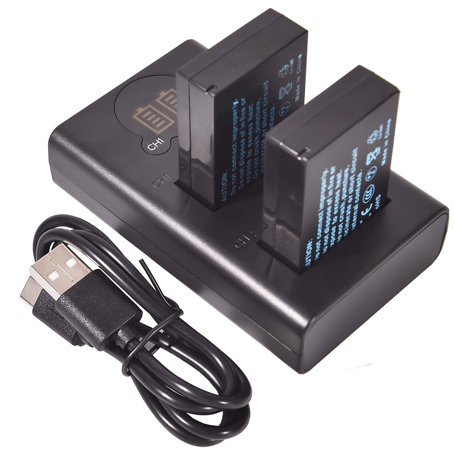 DSTE 2x LP-E12 Replacement Battery + Dual USB Charger with LCD Display Compatible with Canon EOS M, EOS 100D, EOS Rebel SL1, EOS Kiss X7 Digital Camera