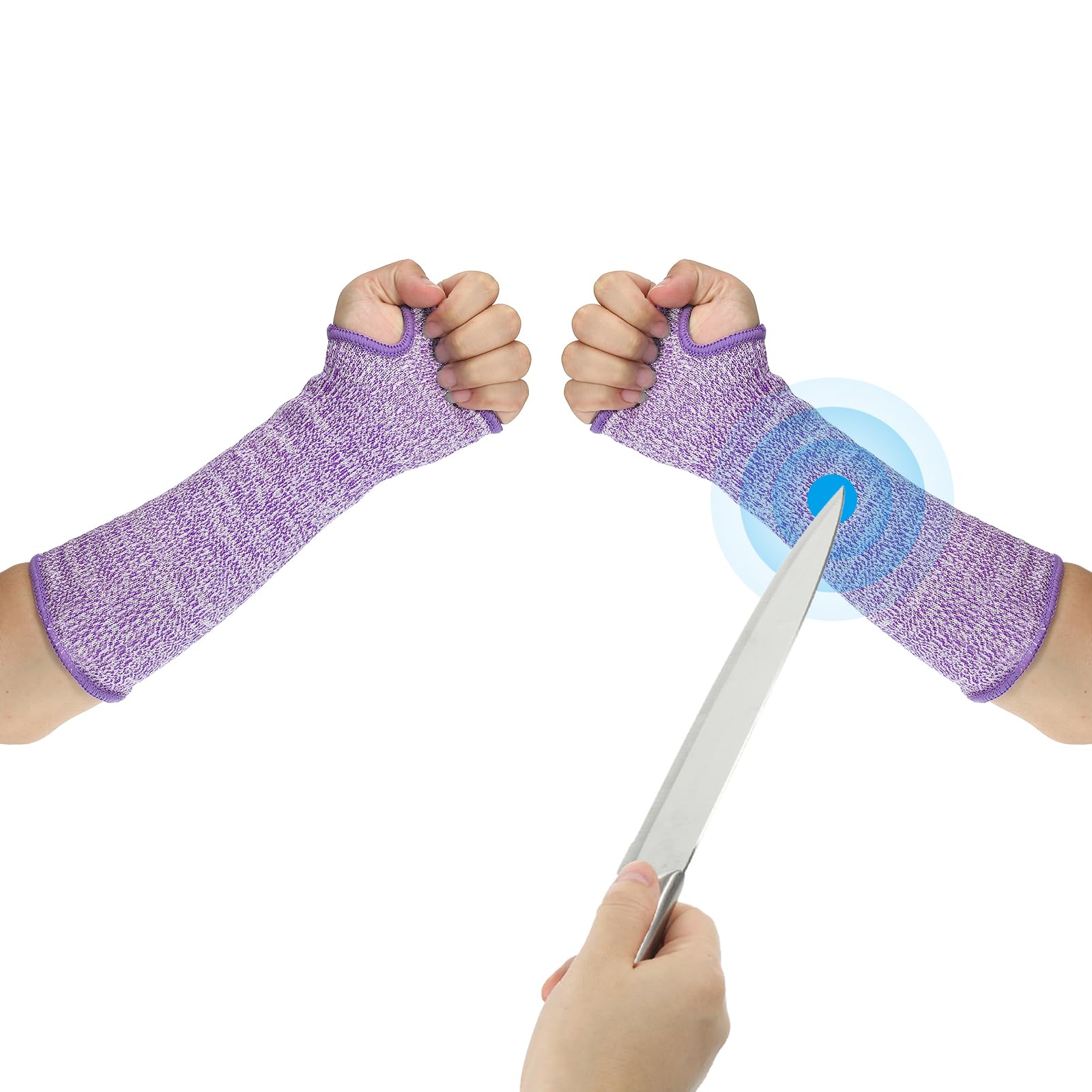 PATIKIL 12 Inch Arm Safety Protectors, 1Pair Cut Resistant Sleeves with Thumb Hole, Level 5 Protection, S, Purple