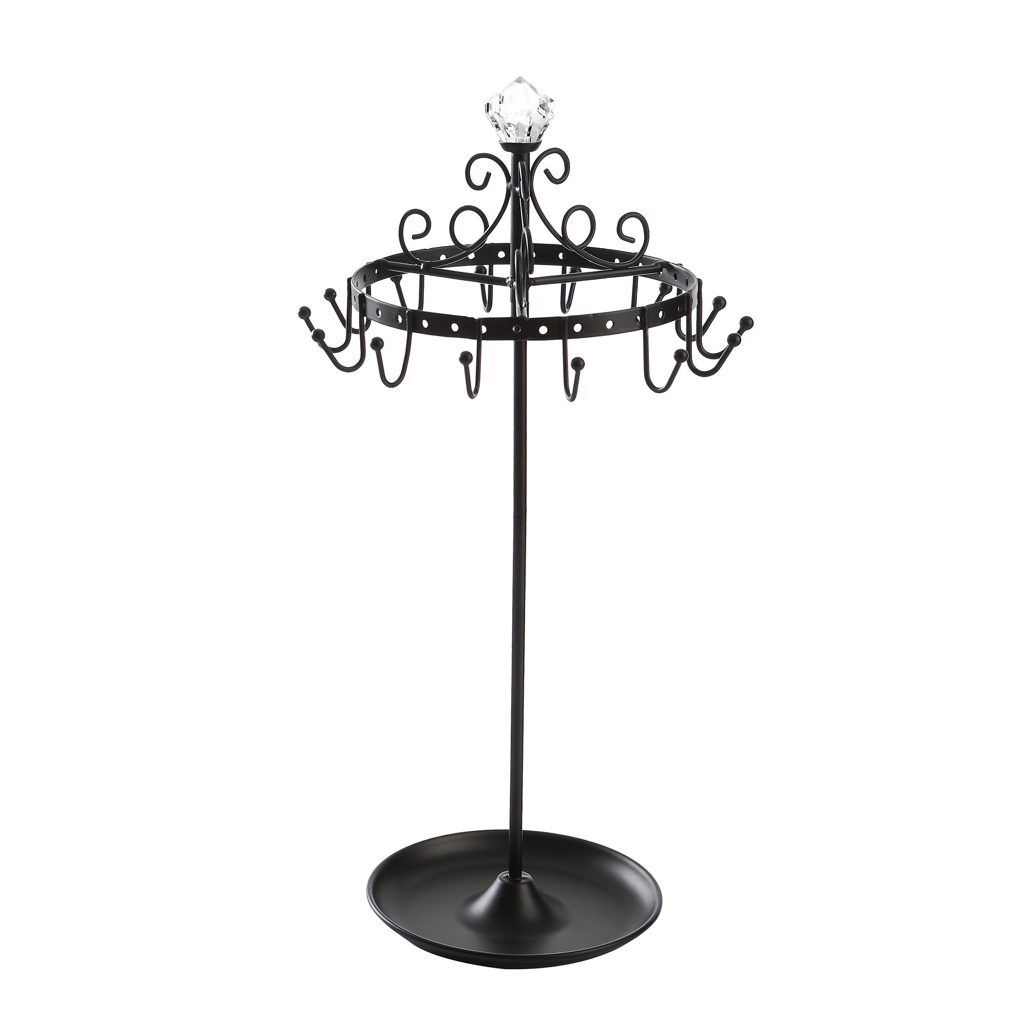 Giftway Black Rotating Jewelry Tree Organizer Stand w/ Ring Tray for Bracelet, Earrings, Necklace