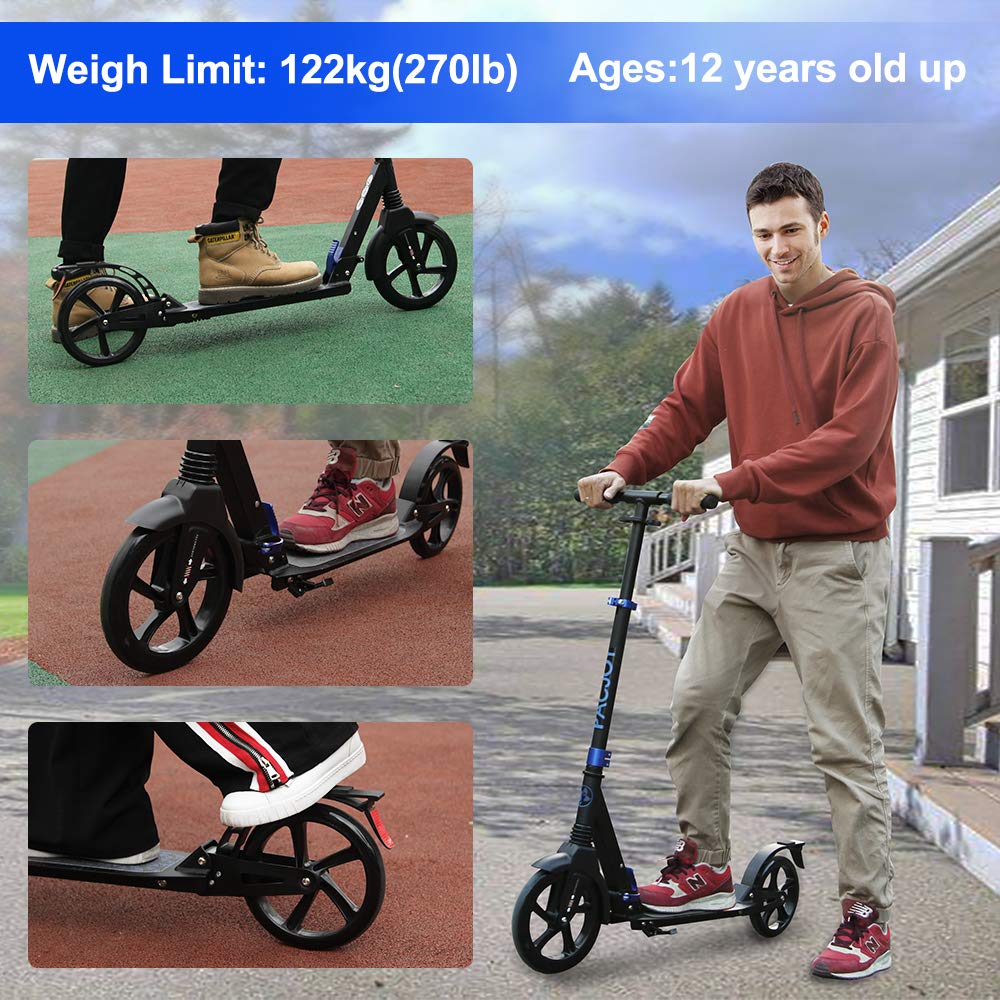 Smooth & Fast Ride PACJOY Adult Big Wheel Kick Scooter230mm Big PU