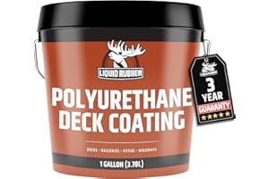 Liquid Rubber Polyurethane Deck Coating – 10X Stronger Than Traditional Deck Paint & Deck Stain – Flexible, Waterproof Sealant for Wood, Concrete & Plywood – Smooth Finish – Saddle Brown – 1 Gallon