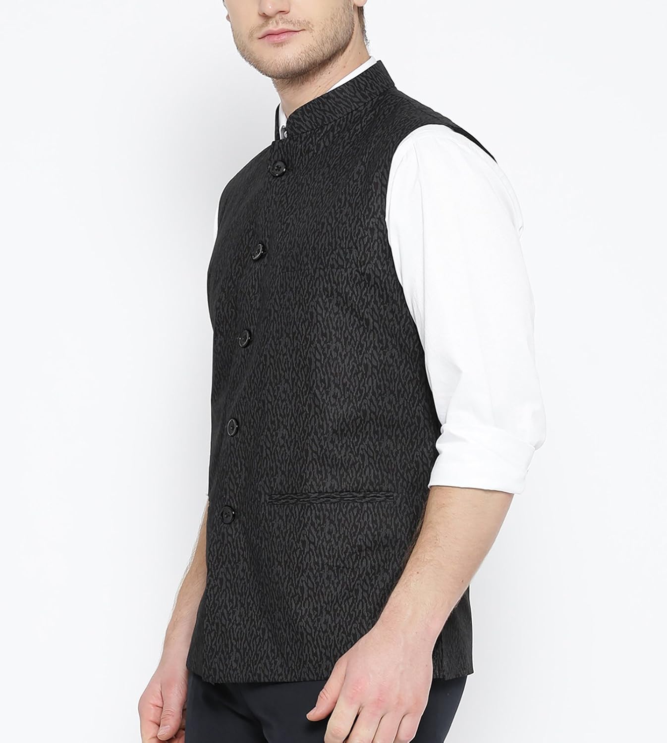 shaftesbury london men's cotton nehru jacket