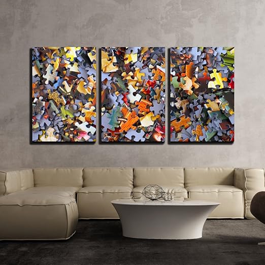 Amazon Com Wall26 3 Piece Canvas Wall Art Colorful Puzzle