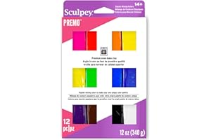 Sculpey Premo: Multipack - Classic Mixing Colors - 12 Shades, 1oz Bars, Sampler Pack, Non-Toxic, Sculpt-Model Projects, Adult Arts-Crafts Supplies