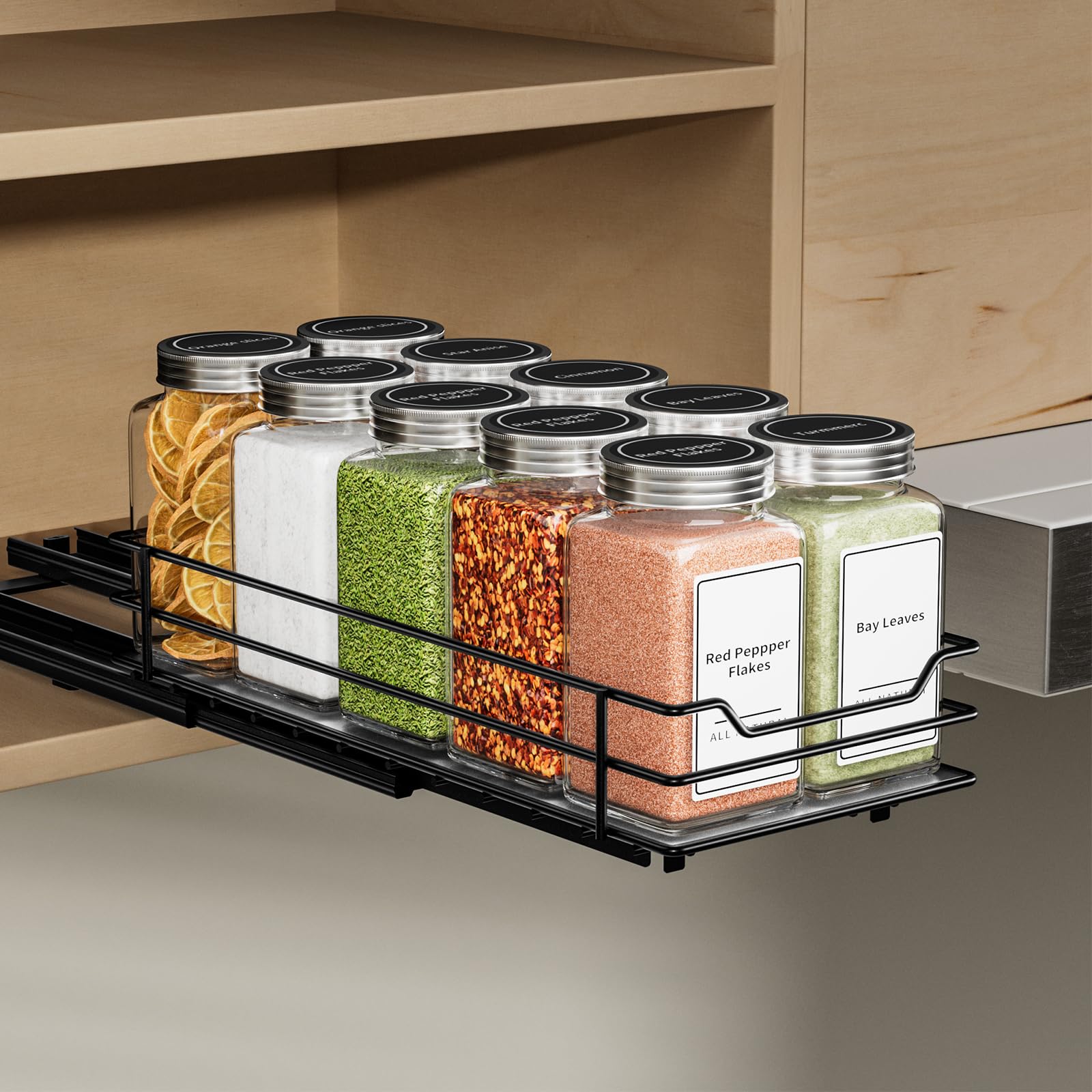 ZDDLOINP Pull Out Spice Racks for Inside Cupboard, Spice Rack Organiser, Spice Rack for Cabinet, Heavy Duty Slide Out Spice Racks Organizer L10.4*W4.6*H2.2inch
