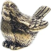 Kichvoe Retro Sparrow Figurine 0.86 Inch Small Brass Bird Statue Vintage Desktop Ornament Home Office Decor Feng Shui Accent