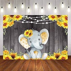 Avezano Sunflowers Elephant Baby Shower Backdrop