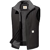CARWORNIC Waterproof Washed Duck Vest Winter Sherpa Fleece Lined Loose Fit Mock-Neck Insulated Canvas Workwear Vest