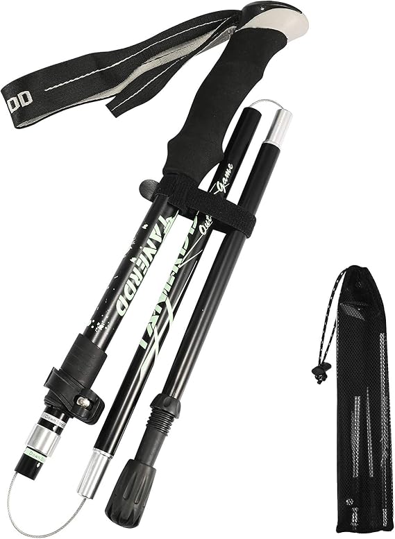 TANERDD Hiking Pole Collapsible Folding Walking Stick, Strong Lightweight Foldable