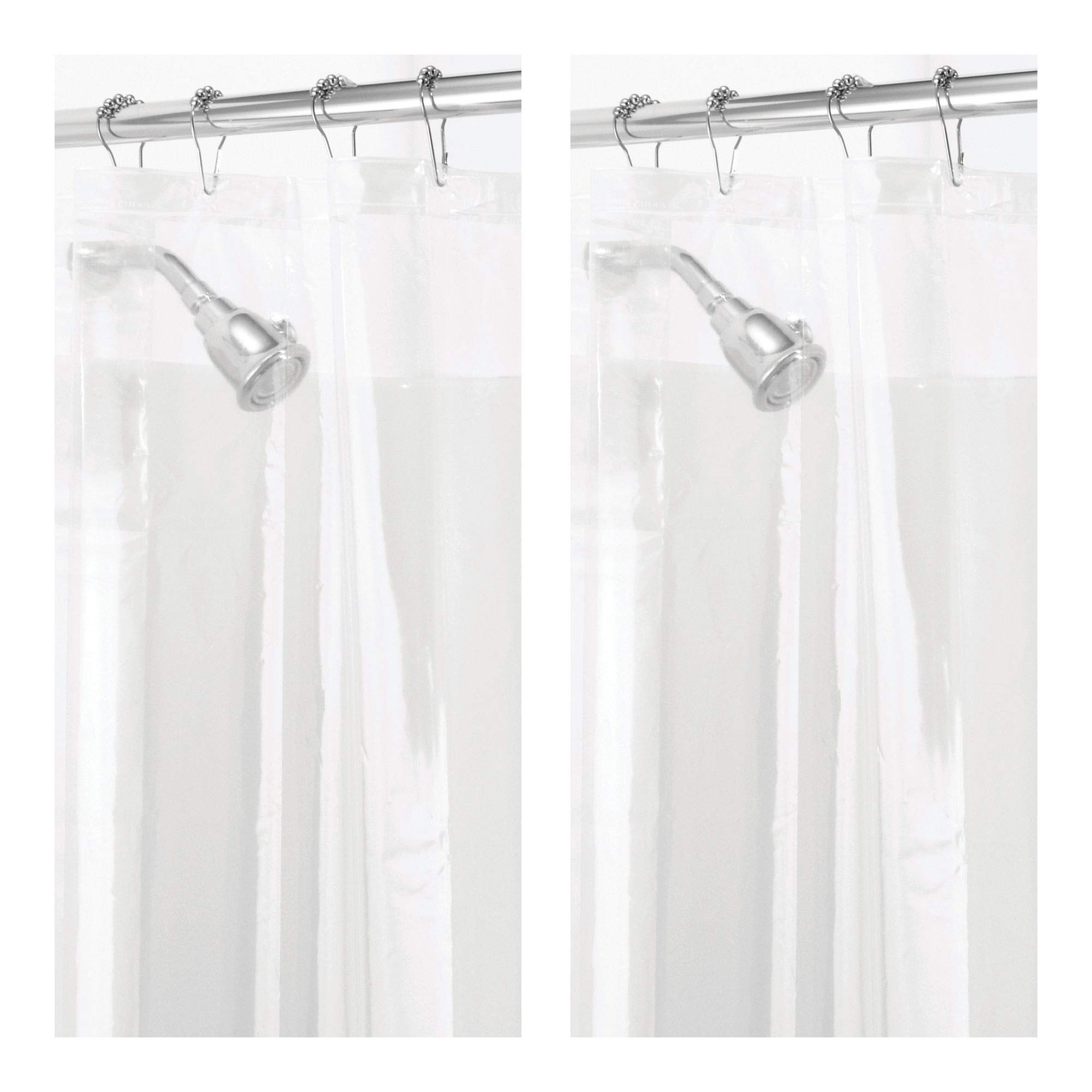 2 Pack Clear Bathroom Shower Curtain Liner Extra Long Mildew Resistant