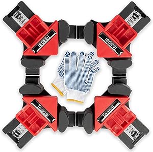 Teapai Corner Clamp, 4 PCS Right Angle Clamp - 90 Degree Angle Clamps - Adjustable Woodworking Clamps for Wooden DIY Single Handle Spring Loaded Swing Clip Fixer Welding Clamps