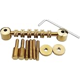 Guyker Stainless Steel Space Control Adjustable Roller Guitar Bridge Electric Guitar Replacement, Gold