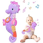 Fuzqq Baby Toys 0-6-12 Months,Infant Musical Stuffed Animals Soft Toy with Bright Colors,Crinkle Sound Paper, Multi-Textures 