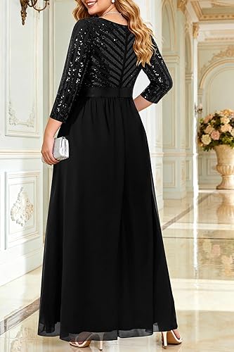 sachin and babi light blue dress Womens Plus Size Formal Dresses - V Neck 3/4 Sleeve Sequin Prom Evening  Gowns Long Maxi Dress in Dubai - UAE