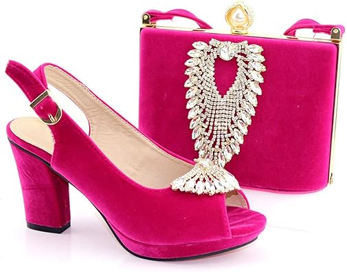 fuchsia clutch bag and shoes