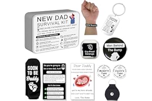 SICUTOZ Funny New Dad Gift Set – 8-Piece First-Time Dad Kit for Baby Shower & Gender Reveal – Includes Socks, Decision Coin, Keychain, Guide Card, Wristband & More – Unique Gift for Expecting Fathers!