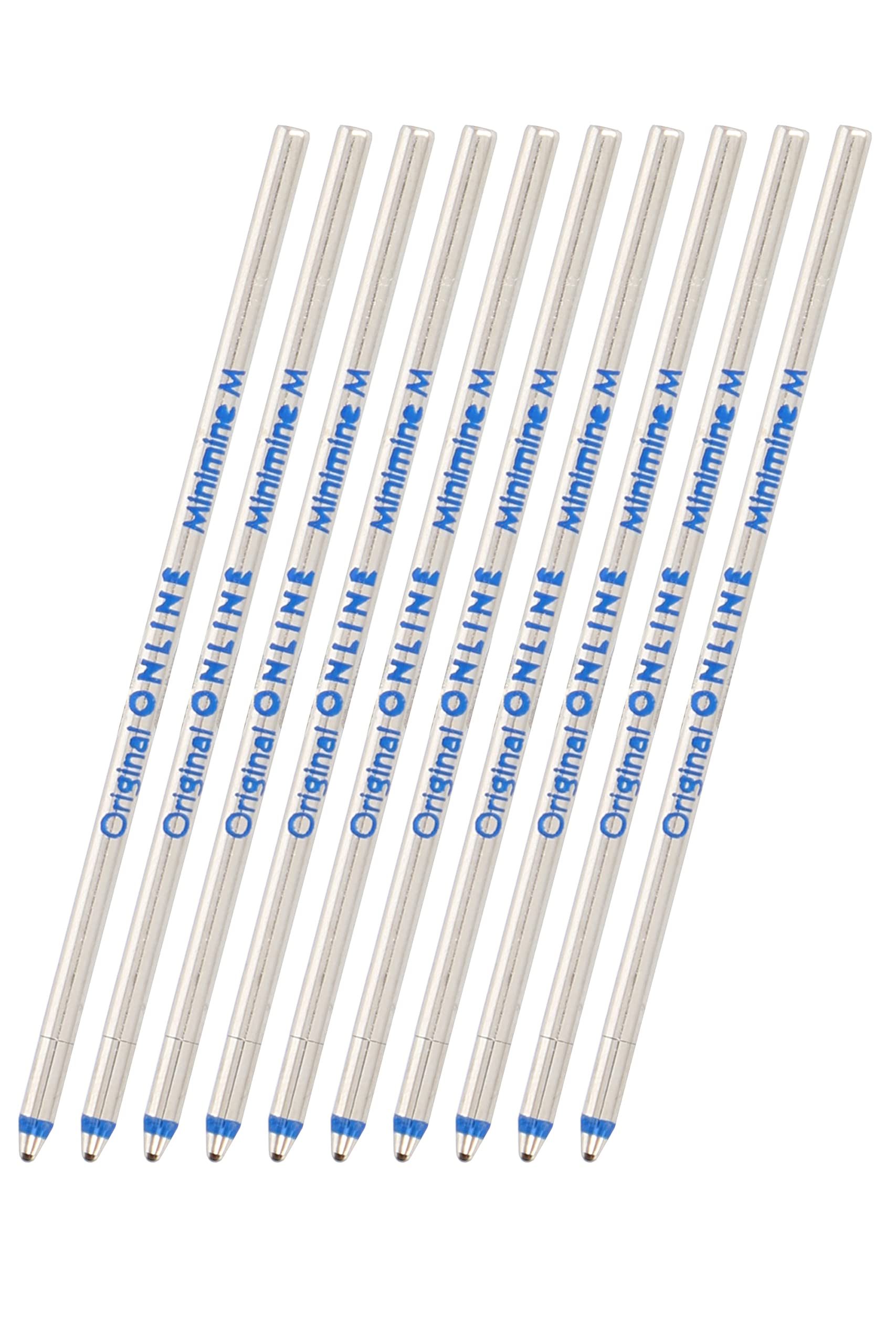 Online Ballpoint refill international standard D1, 10 pieces, writing colour blue, medium point, replaceable pen refill, documentary proof, water proof