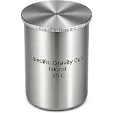 100mL Stainless Steel Specific Gravity Cup, Paint Density Pycnometer | Centered Overflow Vent for Consistent Filling