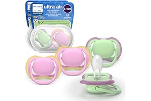 Philips Avent Ultra Air Pacifiers - Orthodontic Design, for Babies 6-18 Months, Soft Silicone Symmetrical Nipple, BPA-Free, 2 Sterilizing Cases, 4 Pack, SCF087/25