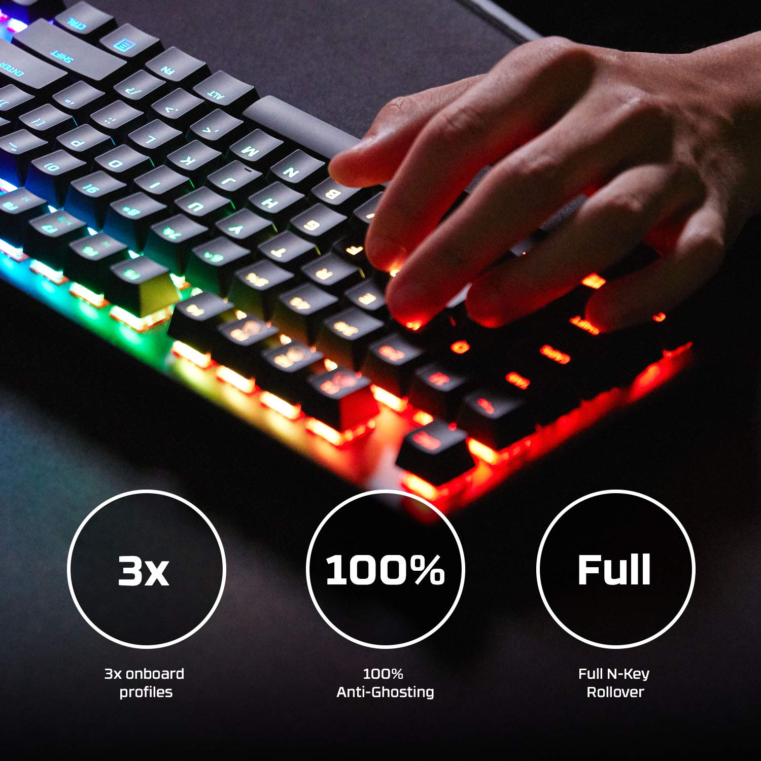 HyperX Alloy Origins Core - Tenkeyless Mechanical Gaming Keyboard, Software Controlled Light & Macro Customization, Compact Form Factor, RGB LED Backlit, Clicky HyperX Blue Switch,Black