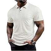 SweatyRocks Men's Short Sleeve Golf Shirts Textured Collared Polos Work Tops