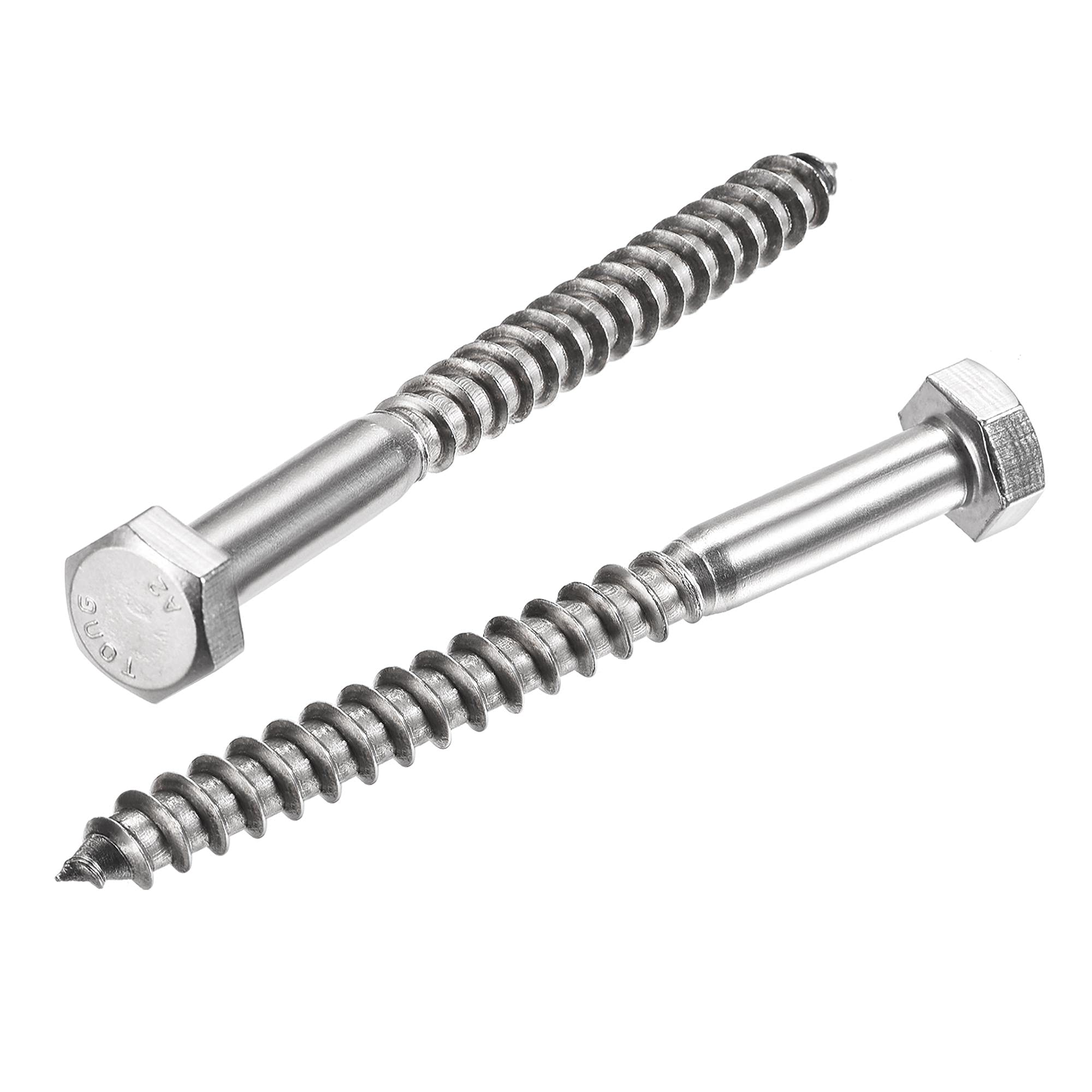 sourcing map Hex Lag Screws, M8 x 90mm 304 Stainless Steel Half Thread Self-Tapping Bolts for Wood Screw 10Pcs