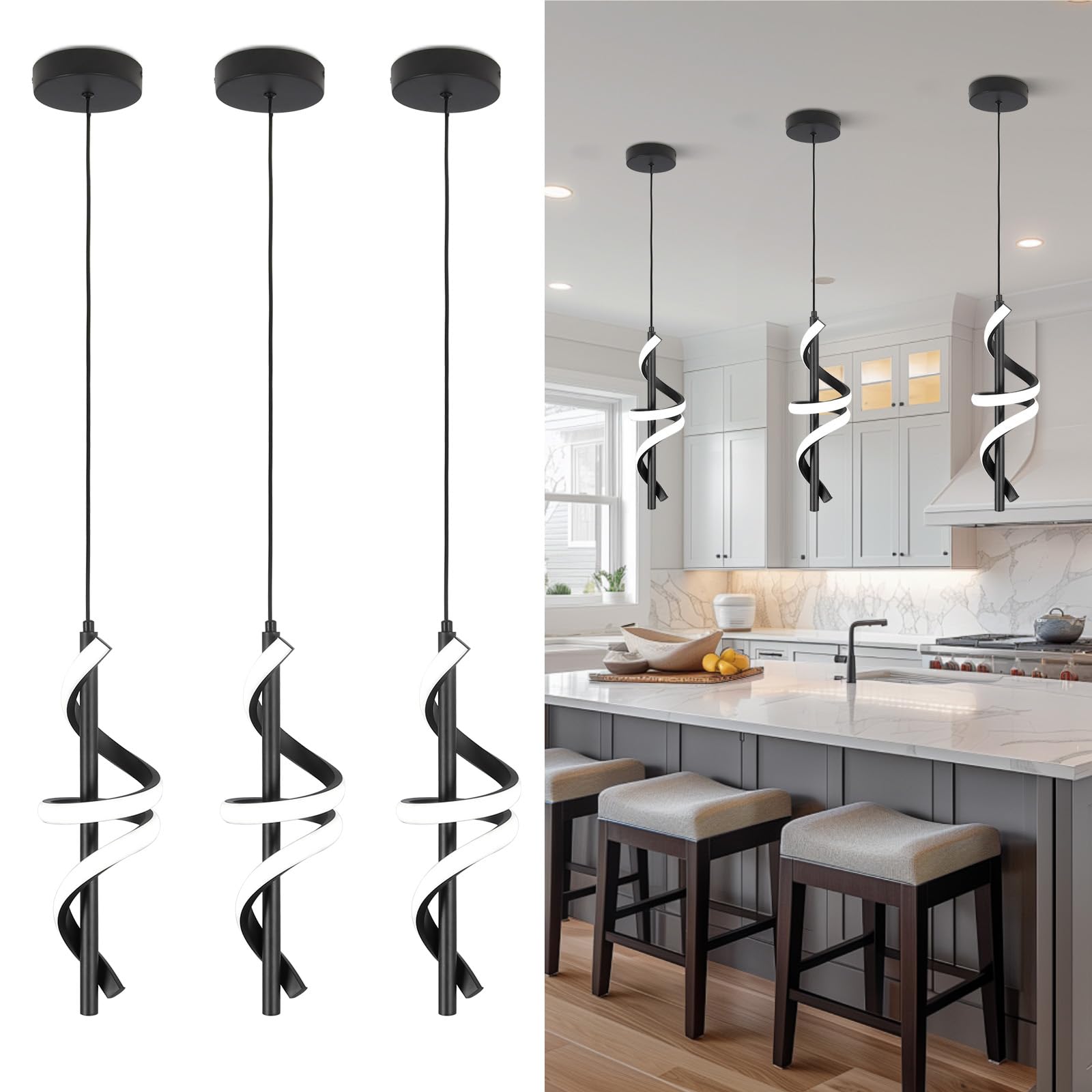 Vloitgol Spiral Led Pendant Light Fixtures, 5500K