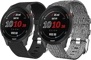 Compatible for Garmin Forerunner 255 Band, Lamshaw Breathable Nylon Woven Fabric Replacement Accessory Strap Compatible for G