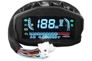Hamwesh Motorcycle Speedometer, Digital Gauge Cluster with High Precision, Oil Level Meter, Clear LCD Display for Universal F