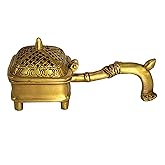 Esplanade Brass Incense Burner Dhoop Dani Stand with Handle- 15 Cms(Square)