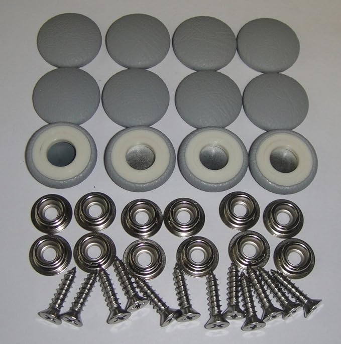 Set Of 12 Dura Snap Upholstery Buttons 36 Platinum Gray Vinyl
