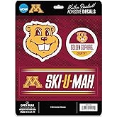 University of Minnesota Team Spirit Adhesive Vinyl Decals - Fun Set of Minnesota Stickers for Car, Window or Laptop, 1 Pack (3 Count)