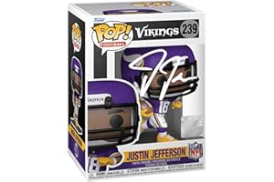 HOFSM.COM HALL OF FAME SPORTS MEMORABILIA Justin Jefferson #239 Facsimile Signed Reprint Laser Autographed Funko POP! Football NFL: Minnesota Vikings Figurine with Protector Case