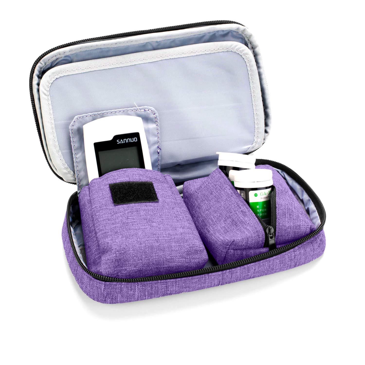 LUXJA Diabetic Supplies Travel Case, Storage Bag for Glucose Meter and Other Diabetic Supplies (Bag Only), Purple
