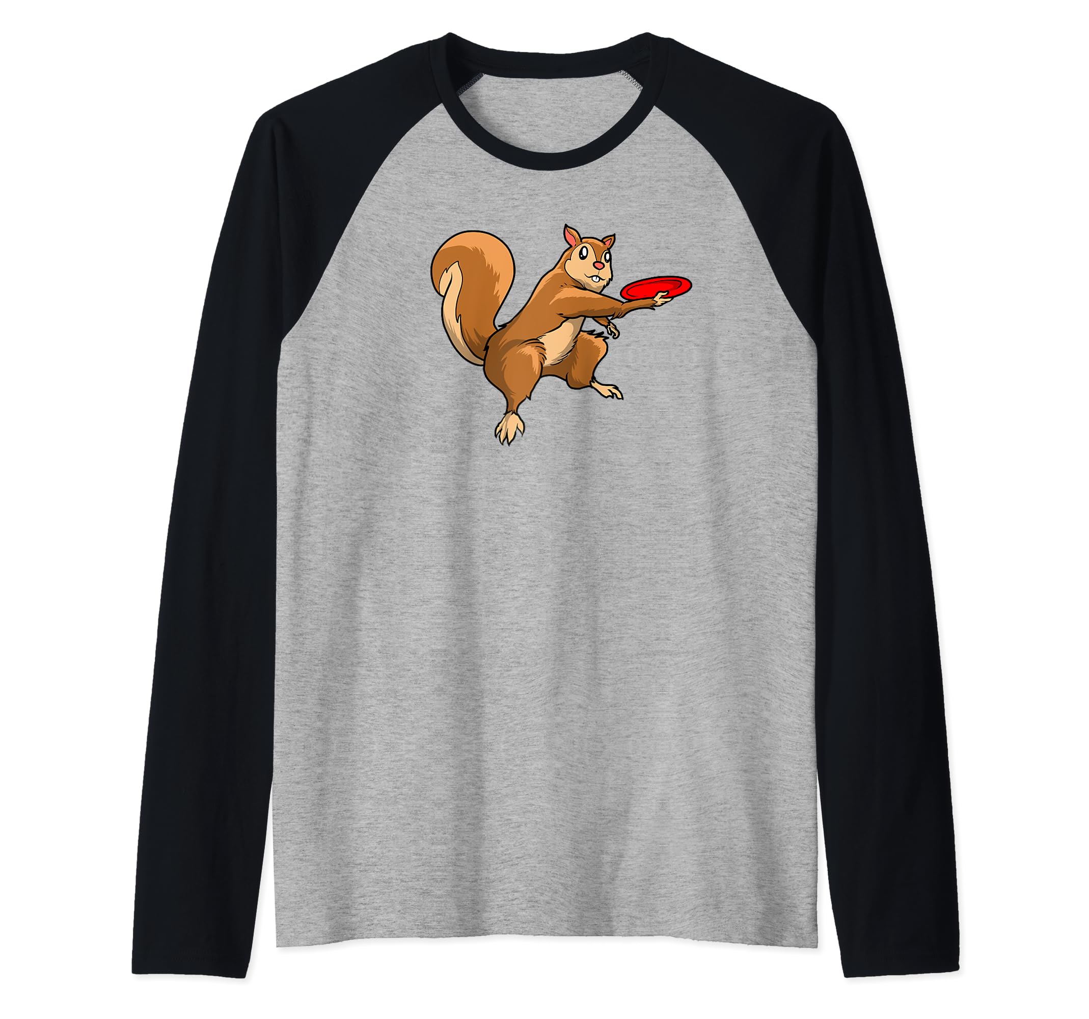 Disc Golf Squirrel - Frolf Frisbee Golf Disc Raglan Baseball Tee