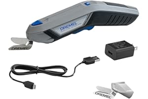Dremel 4V Cordless Electric Scissors with USB Rechargeable Battery and Two Blade Attachments - Ideal for Cutting Cardboard, Fabric, and Paper, HSSC-01