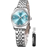 OLEVS Womens Watch Fashion Dress Diamond Female Watches for Ladies Analog Quartz Stainless Steel Waterproof Luminous Day Date Two Tone Wristwatch