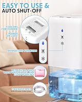 Trongle Mini Dehumidifier 1.1L 280sqft Auto-Defrost Auto-off Quiet Home Bathroom view 4